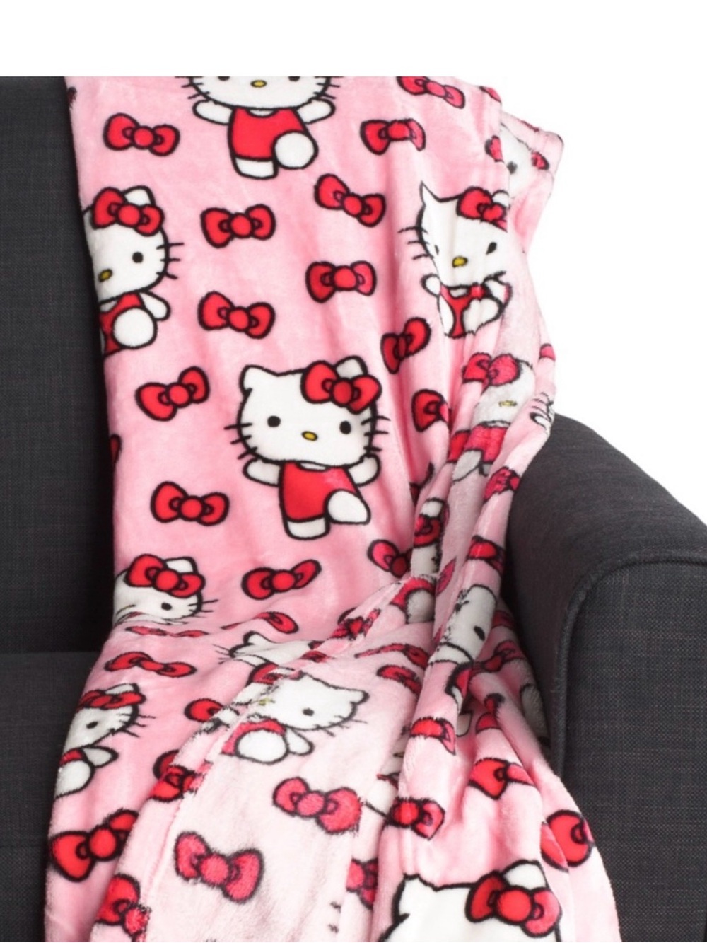Authentic Hello Kitty Pink Plush Throw Blanket 60x70 Sanrio Soft Cozy Kawaii NEW